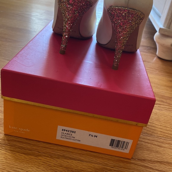 Kate Spade Clarice Satin Peep toe with Glitter heel - Picture 7 of 7